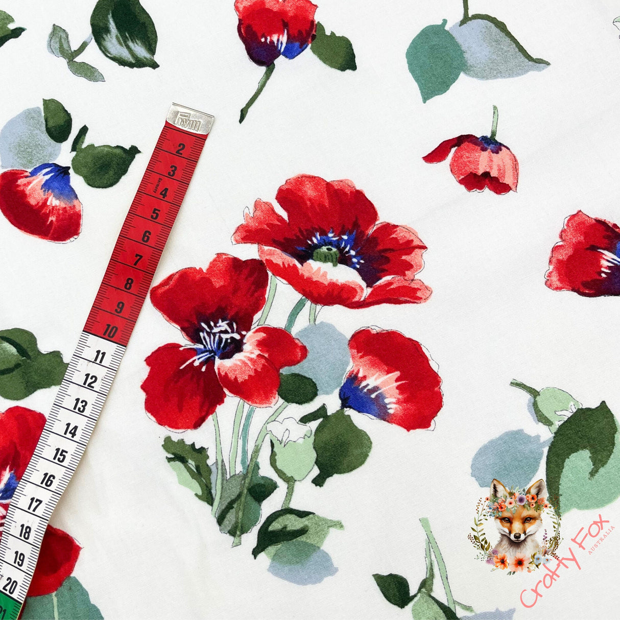 Fresh Cut Poppies, Floral fabric, Cotton Quilting, by Michelle D'Amore, Timeless Treasures TT4724.white