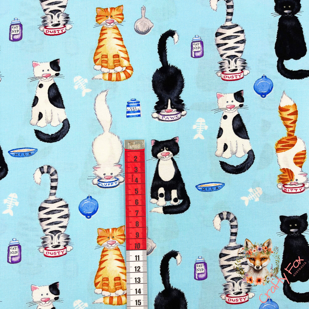 Cats Meow fabric, Animals, Cat fabric, Stacked cats Blue, Cotton, Quilting, Henry Glass HG1141.11