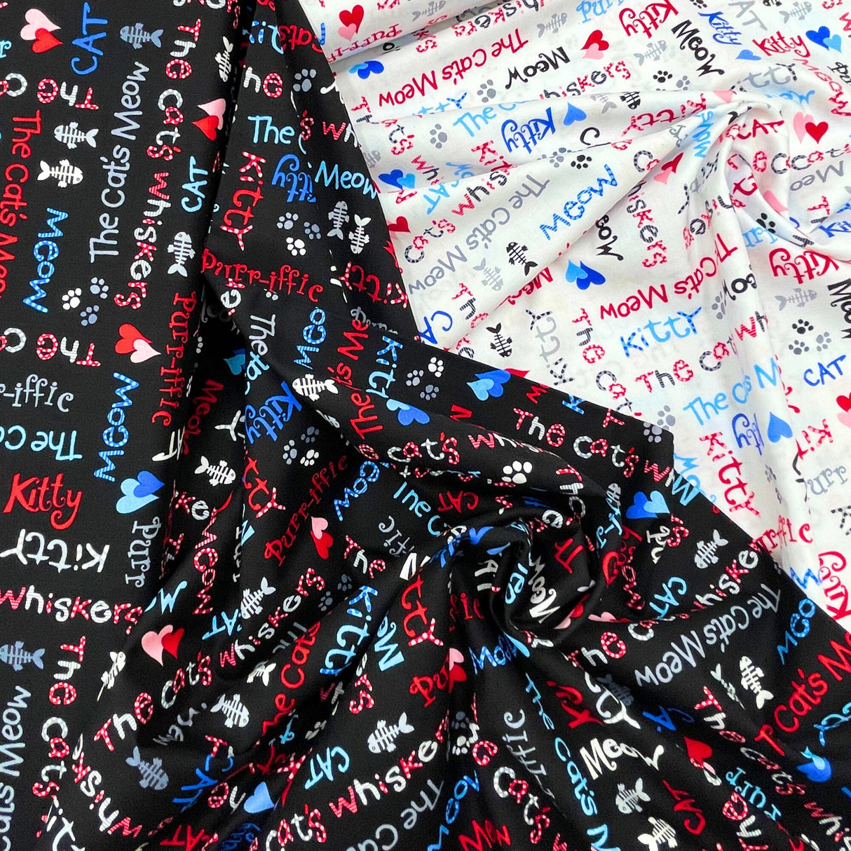 Cats Meow fabric, Animal Words, Cat fabric, Cotton, Quilting, Henry Glass HG1145