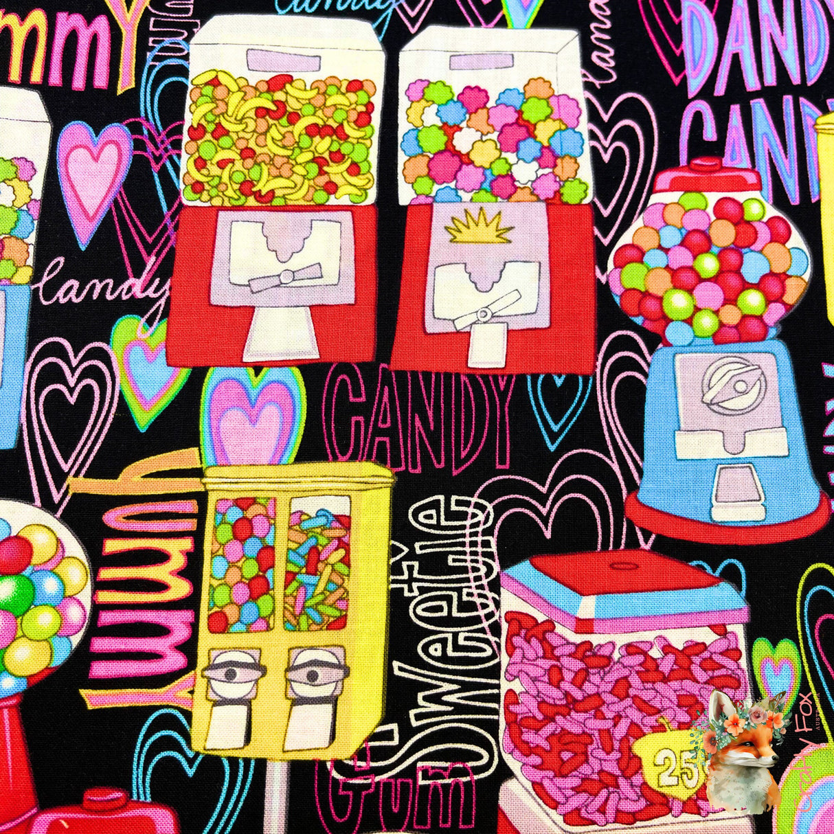 Candy Machines, Sweets, Bubblegum fabric, Quilting Cotton Fabrics, Timeless Treasures TT-9272.Fun