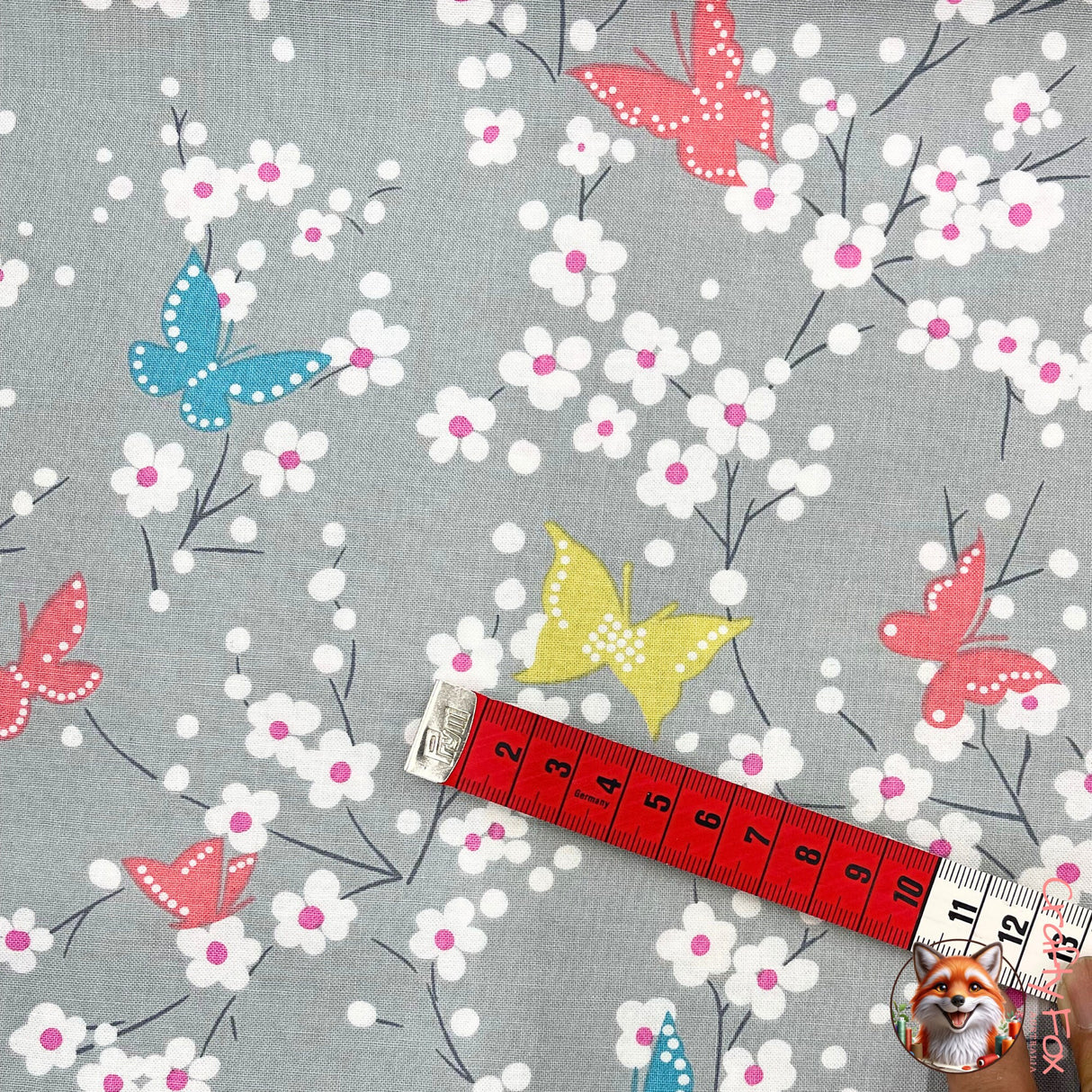 Butterfly Blossoms fabric, Michael Miller Fabrics, Cloud Grey, Project Dovetail MM-DC7081.Cloud