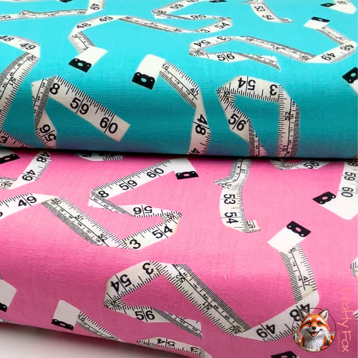 Sew! Sew! fabric, TapeMeasures on Cotton fabric, Benartex BT8467.84 and BT8467.22
