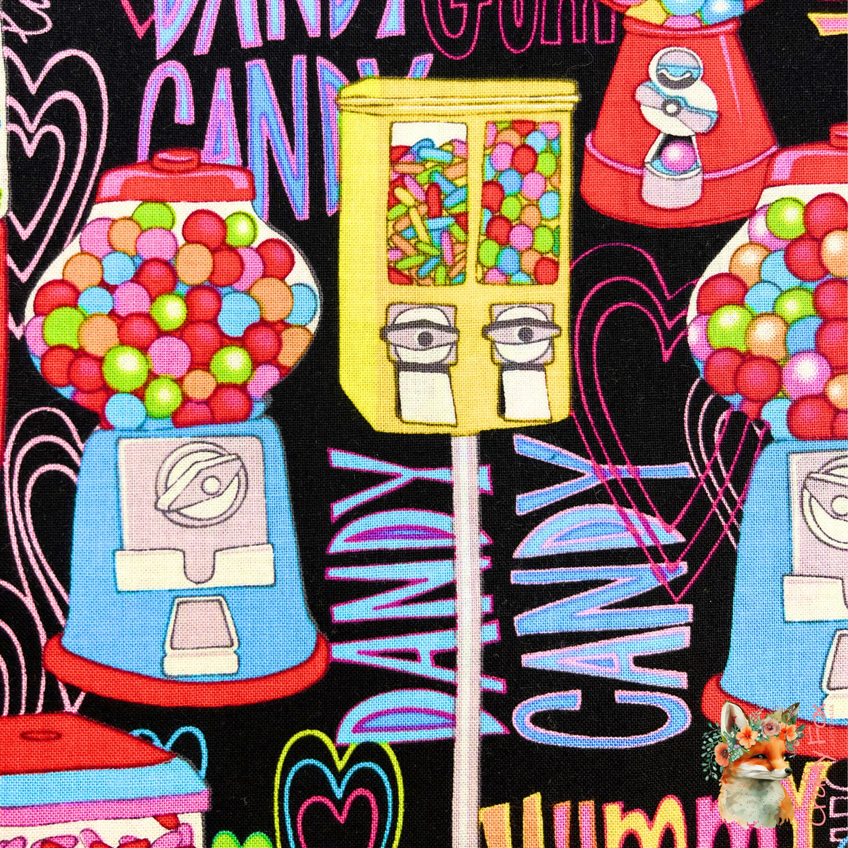 Candy Machines, Sweets, Bubblegum fabric, Quilting Cotton Fabrics, Timeless Treasures TT-9272.Fun