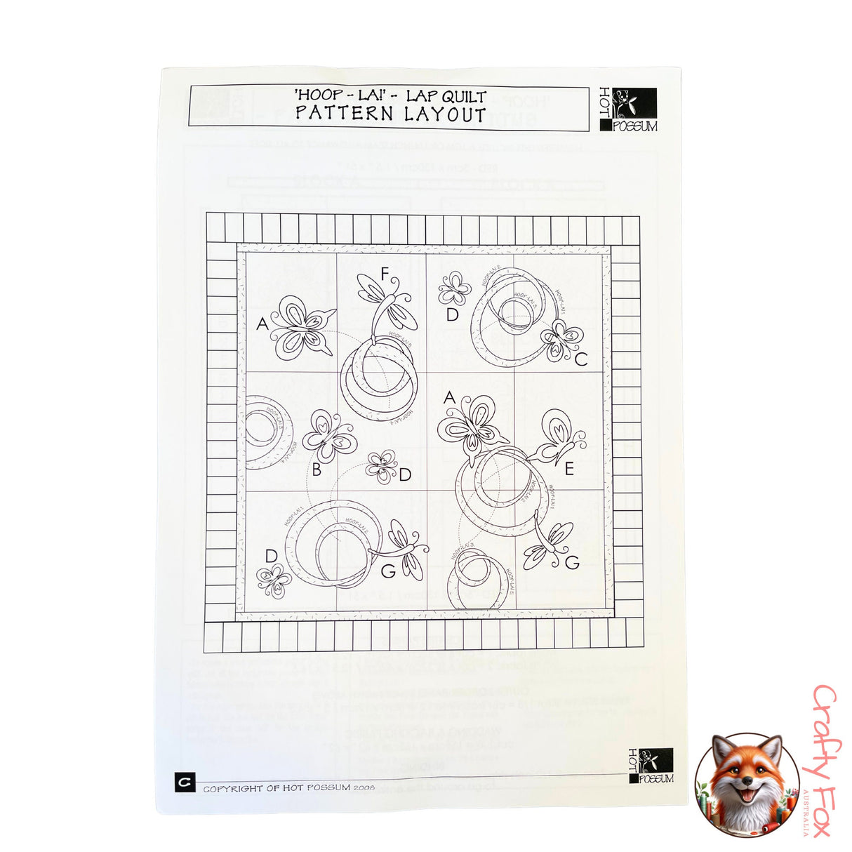 Layout of Hoop La Quilt Kit, Pattern by Hot Possum