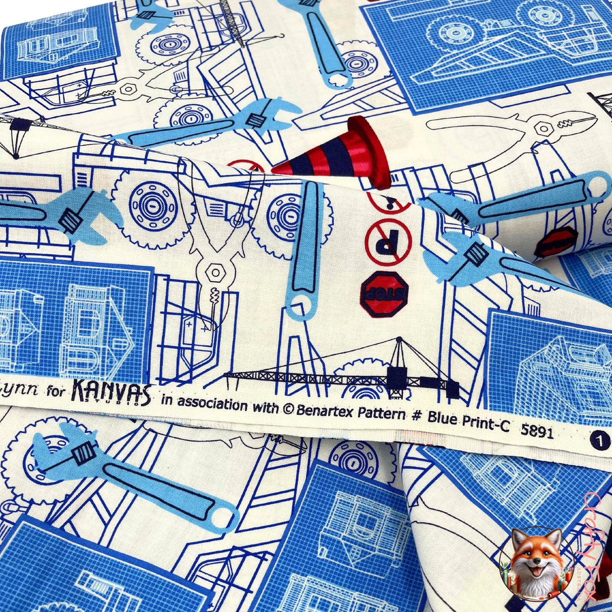 selvage of Kanvas type stating Blue fabric C5891