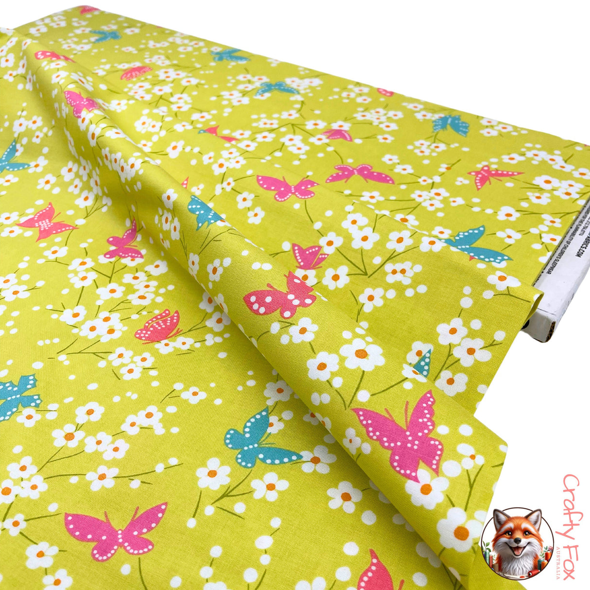 Butterfly Blossom fabric folded on fabric board
