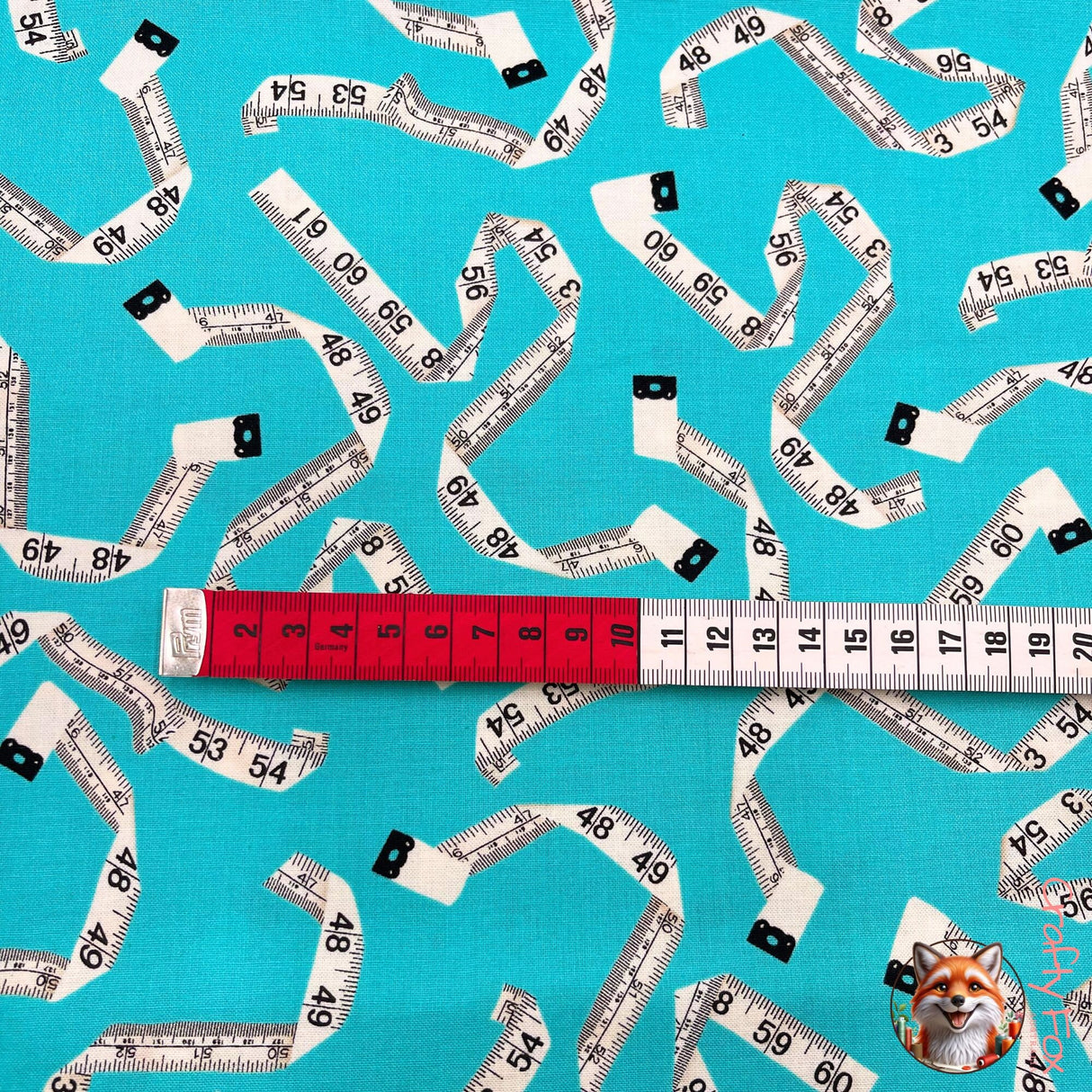 Tape measure showing width of fabric