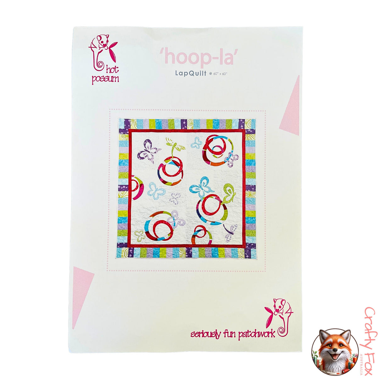 Pattern of Hoop La Quilt Kit, Pattern by Hot Possum - Lap Quilt 60" x 60"