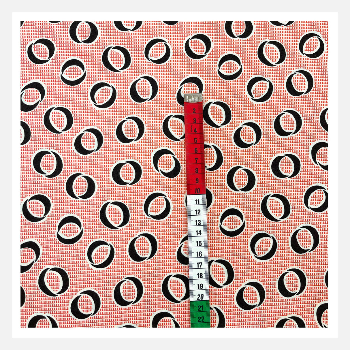 Tape Measure in centimetres showing circles of fabric