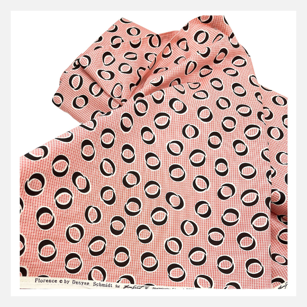 Bolt of fabric Calligraphy Circle, Black, Carnelian