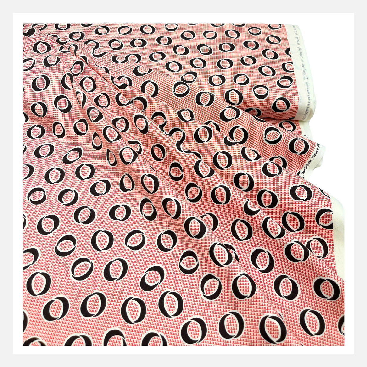 Calligraphy Circle, Black, Carnelian Orange Cotton Quilting fabric Geometric, FreeSpirit FS-PWDS048