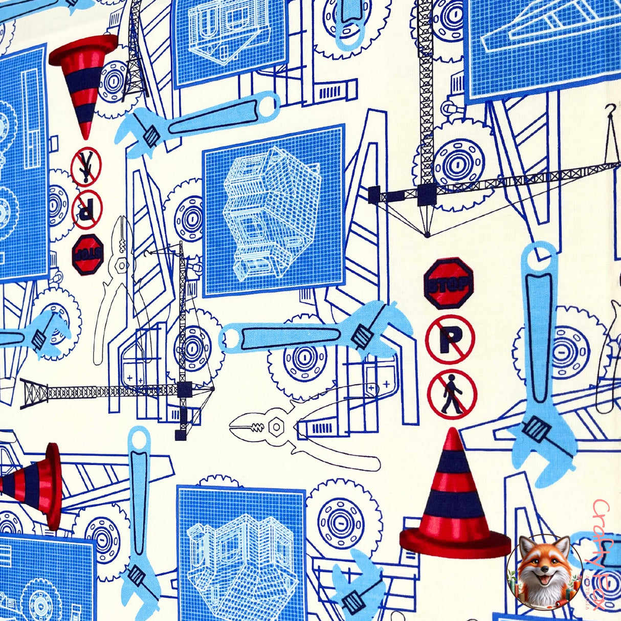 Full frontal of Under Construction fabric by Benartex Kanvas BT05891.09