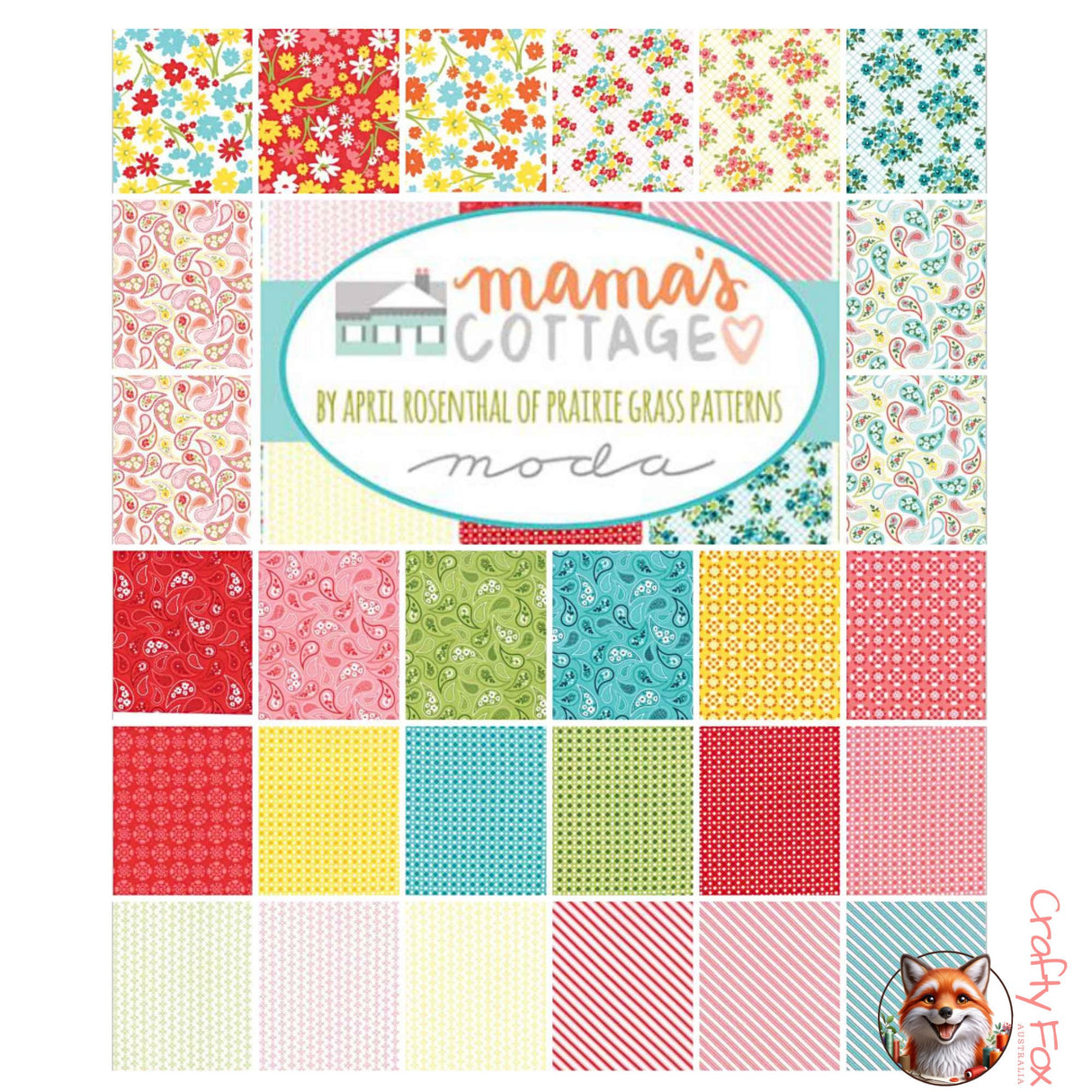 Mama's Cottage Layer Cake, Cotton fabric by April Rosenthal for Moda Fabrics