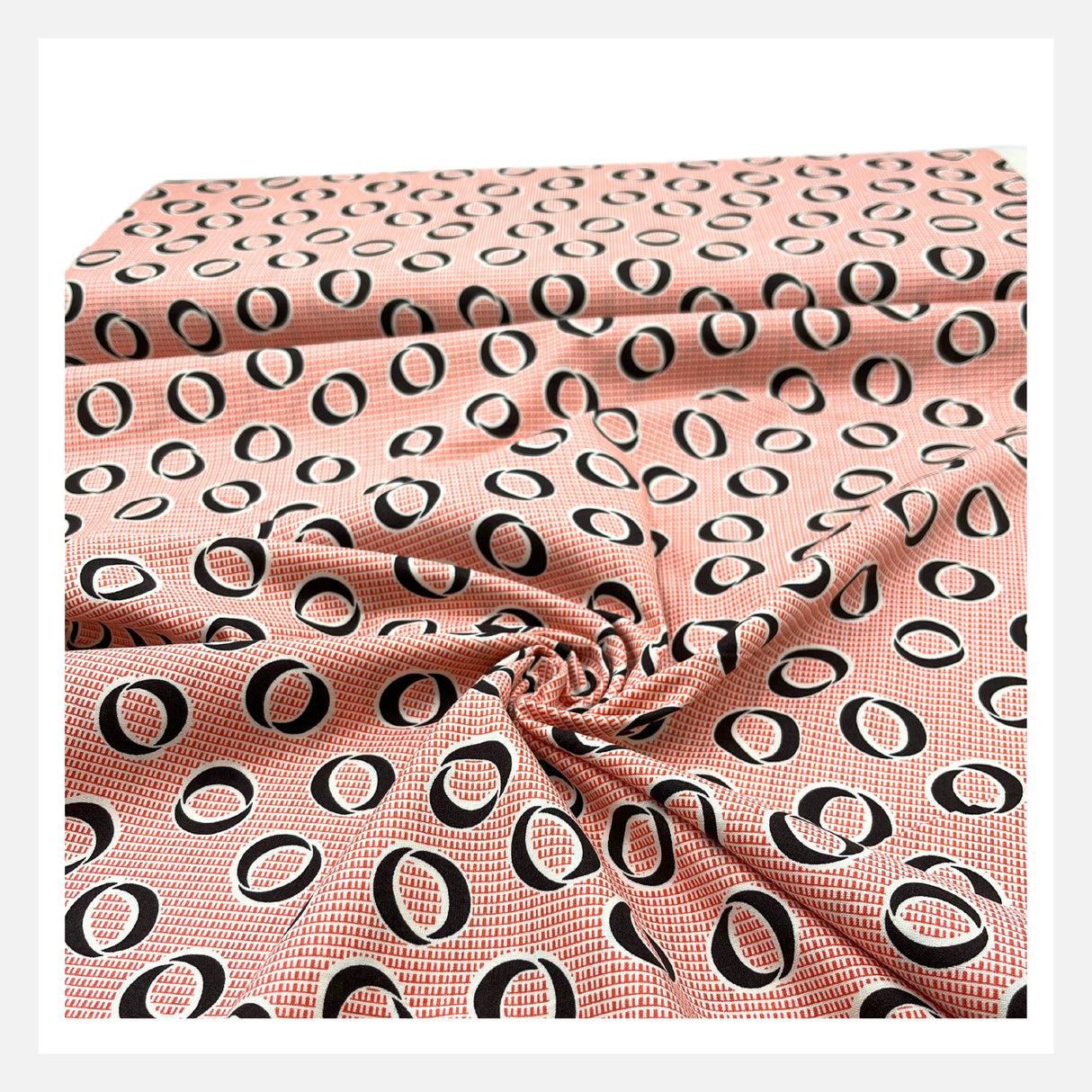 Calligraphy Circle, Black, Carnelian Orange Cotton Quilting fabric Geometric, FreeSpirit FS-PWDS048