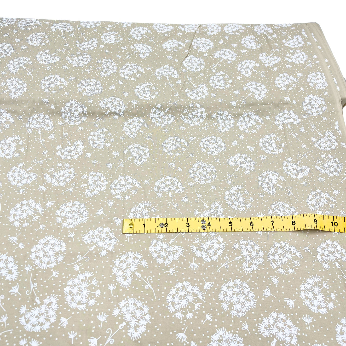 Tone on Tone Fabric by SewTrade: Essential Dandelions Quilting Cotton - White on Tea Stain | MC47736W.T