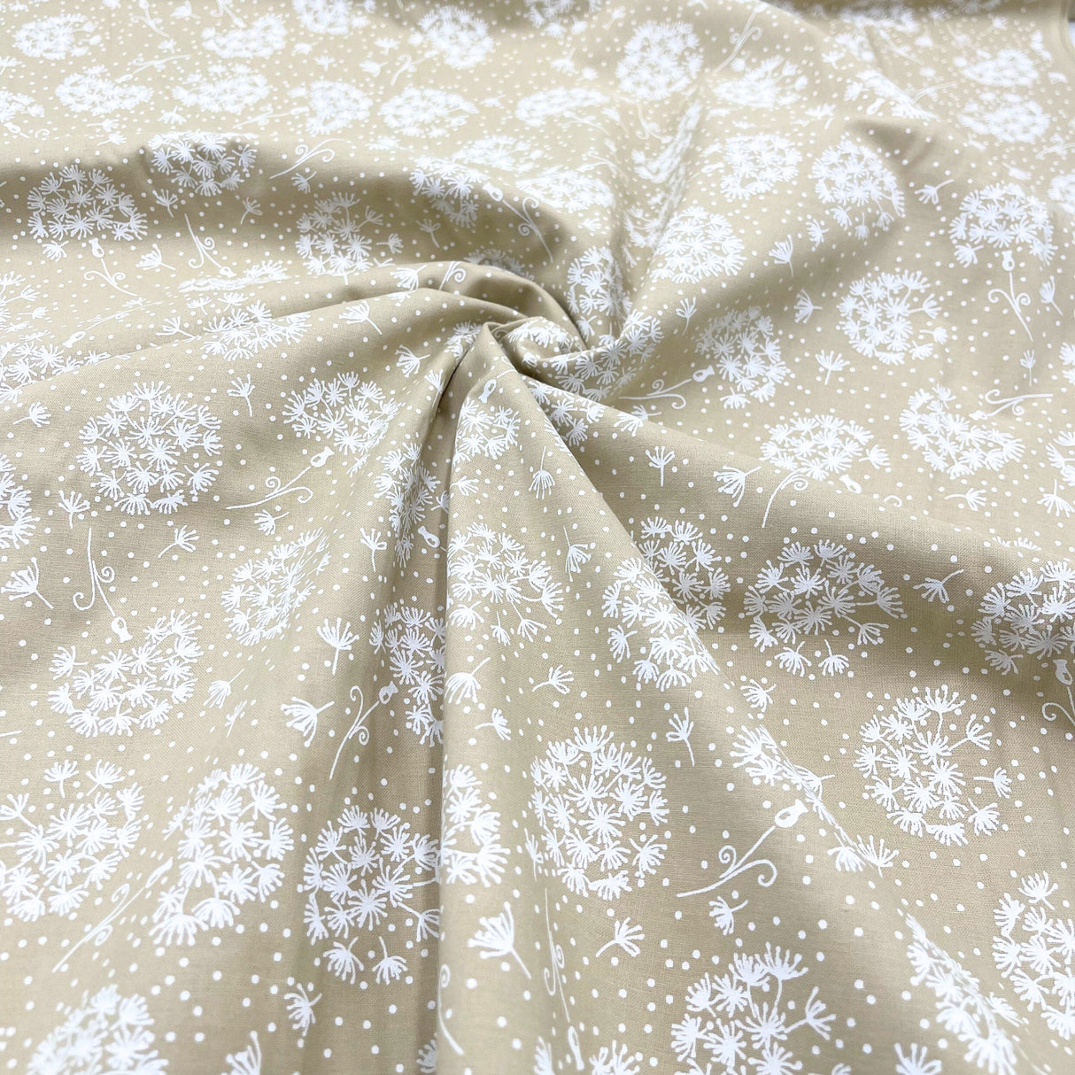 close up of swirl white tea stain fabric