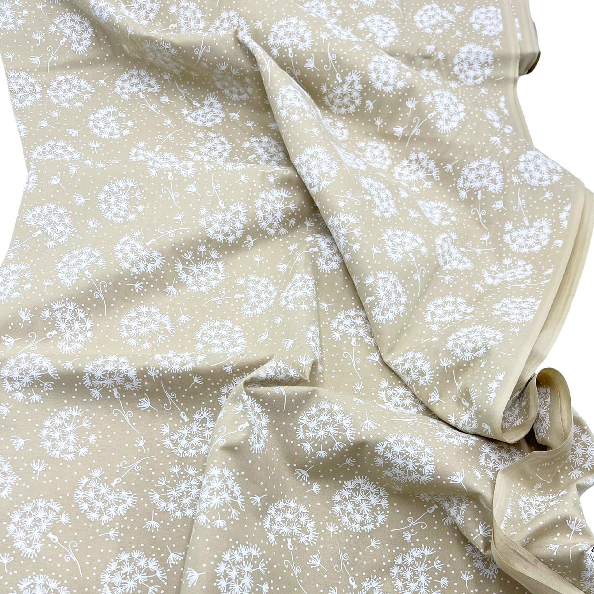 Tone on Tone Fabric by SewTrade: Essential Dandelions Quilting Cotton - White on Tea Stain | MC47736W.T