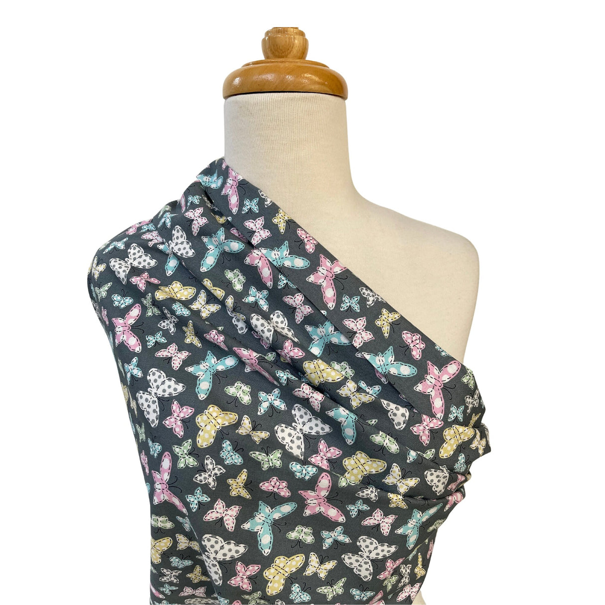 Butterfly Folly Fabric: Multi-Coloured Butterflies on Charcoal - Michael Miller