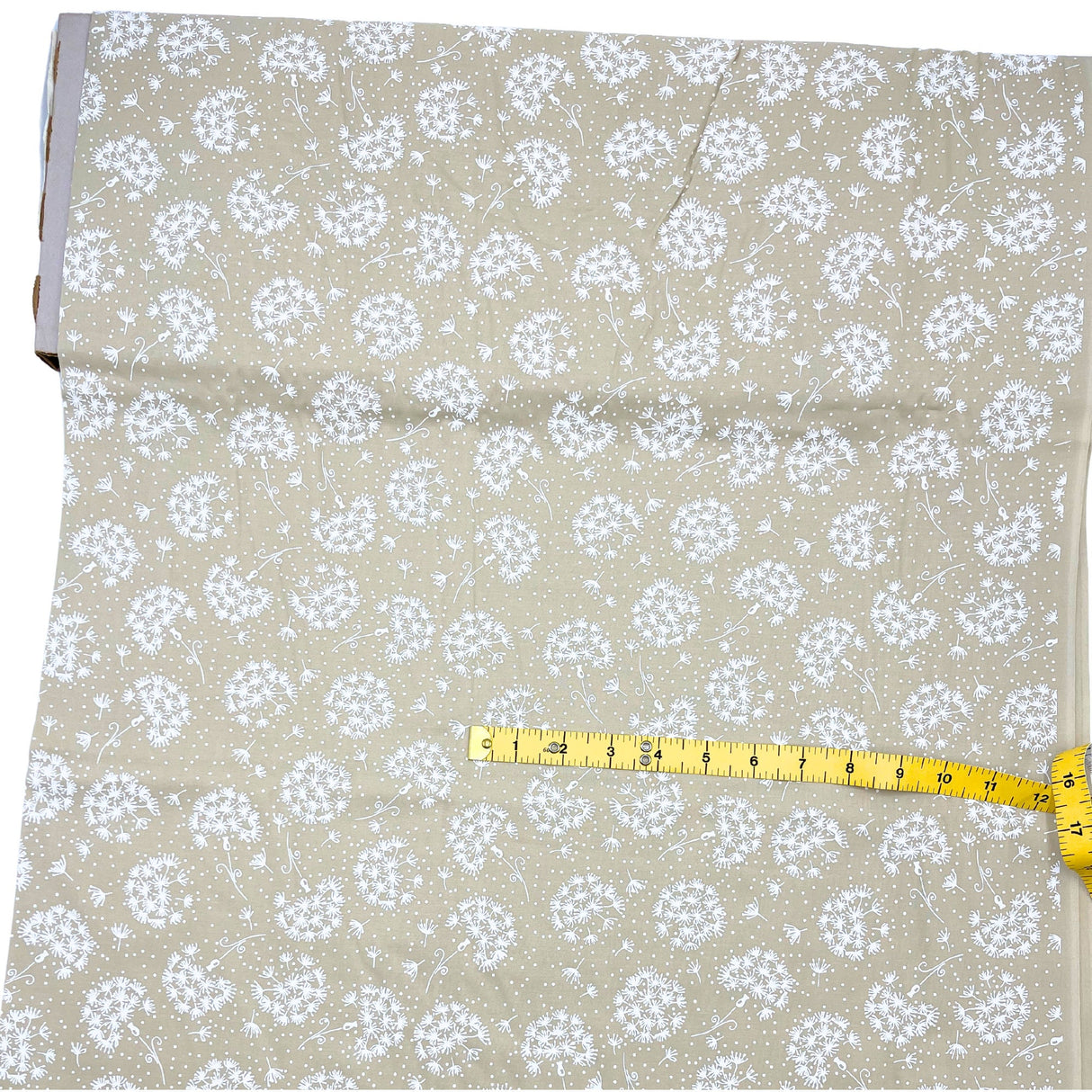 Tone on Tone Fabric by SewTrade: Essential Dandelions Quilting Cotton - White on Tea Stain | MC47736W.T