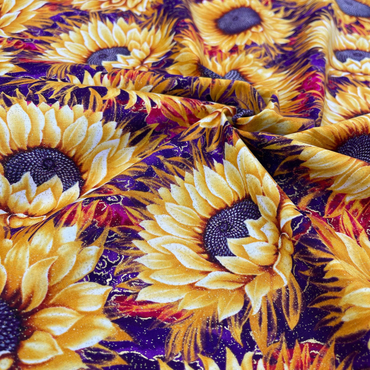 Here Comes the Sun: Large Sunflower Quilting Fabric by Benartex BT2970M.66