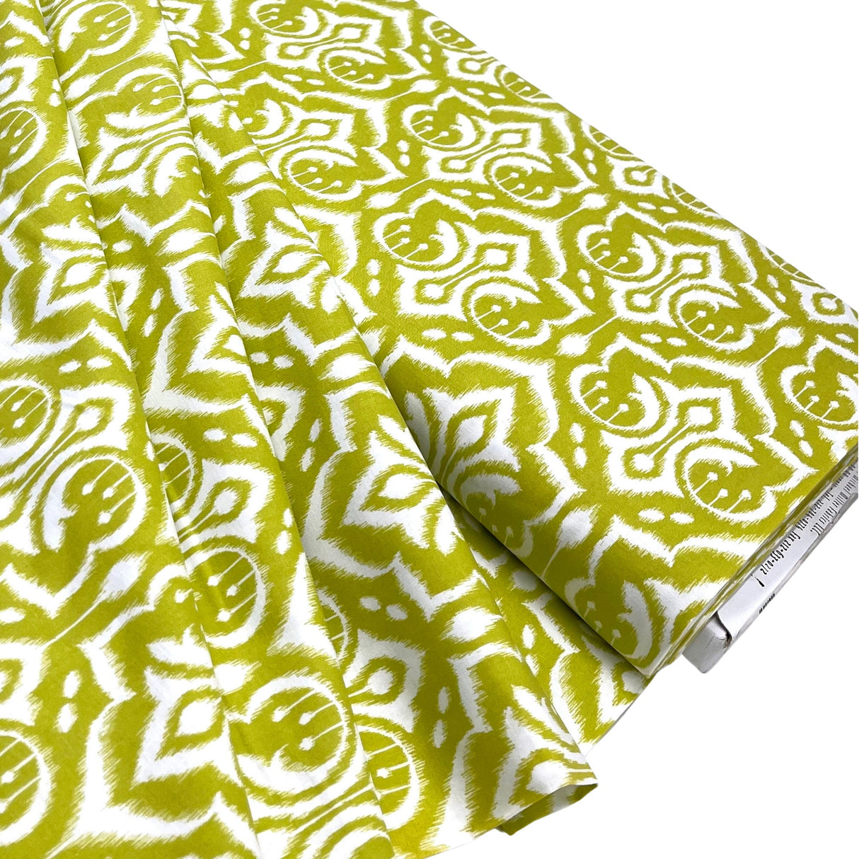 Ikat Damask Fabric, Cotton Quilting, green leaf by Michael Miller MM-PS6450/Leaf