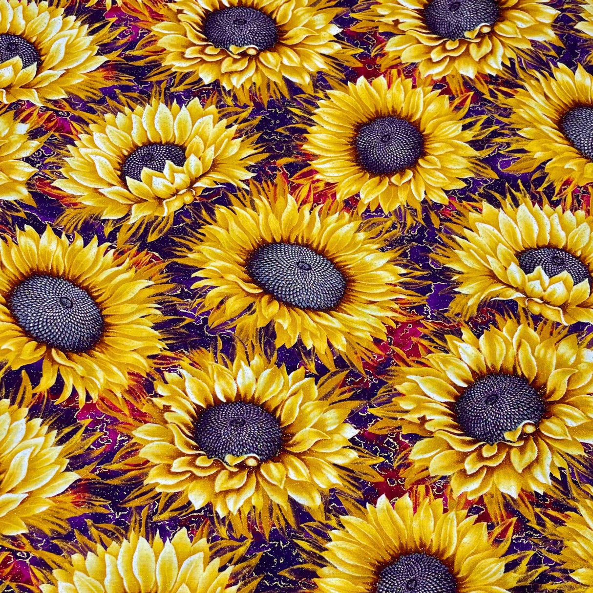Here comes the Sun, Floral Sunflower fabric, Cotton Quilting, Benartex BT2970M.66