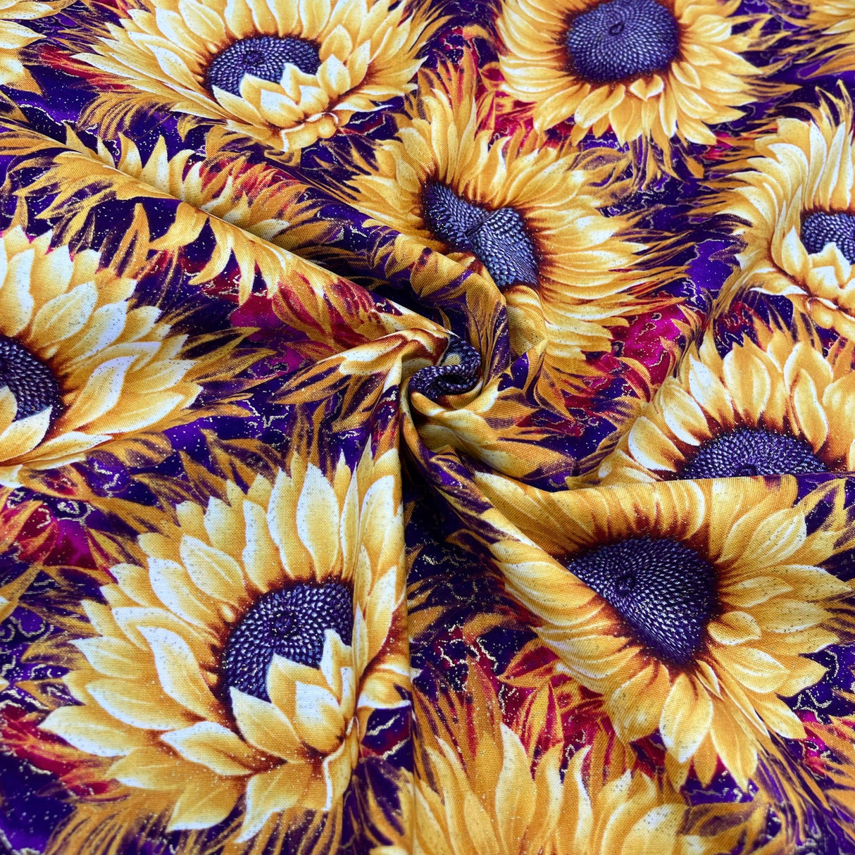 Here Comes the Sun: Large Sunflower Quilting Fabric by Benartex BT2970M.66