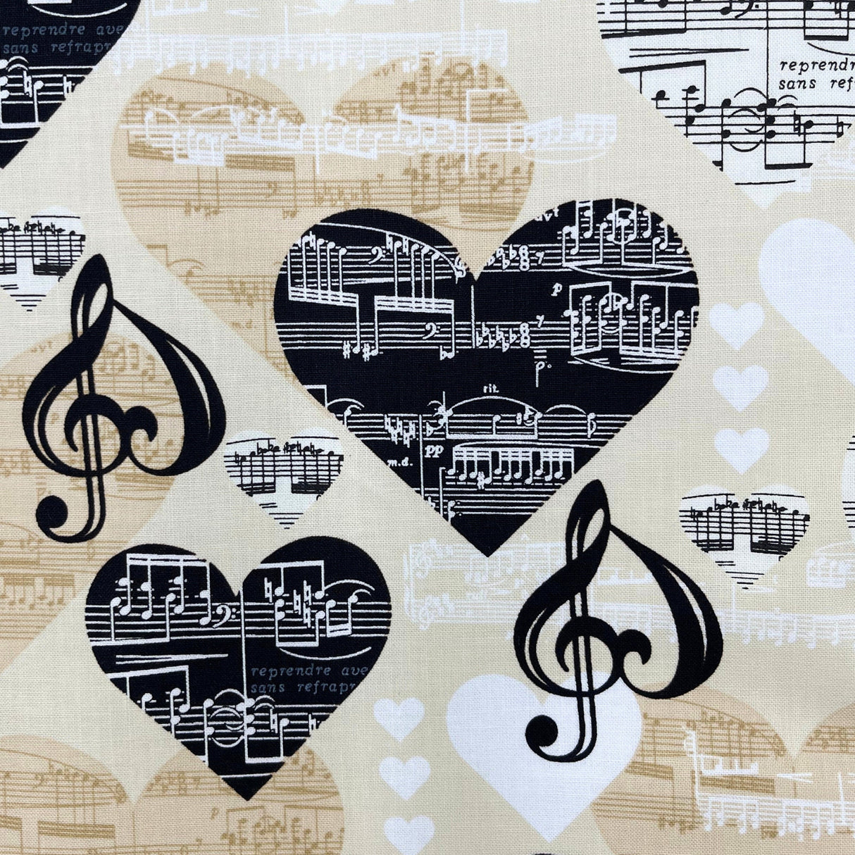 The Music in Me fabric, musical notes on Cotton Quilting fabric, Benartex BT08454
