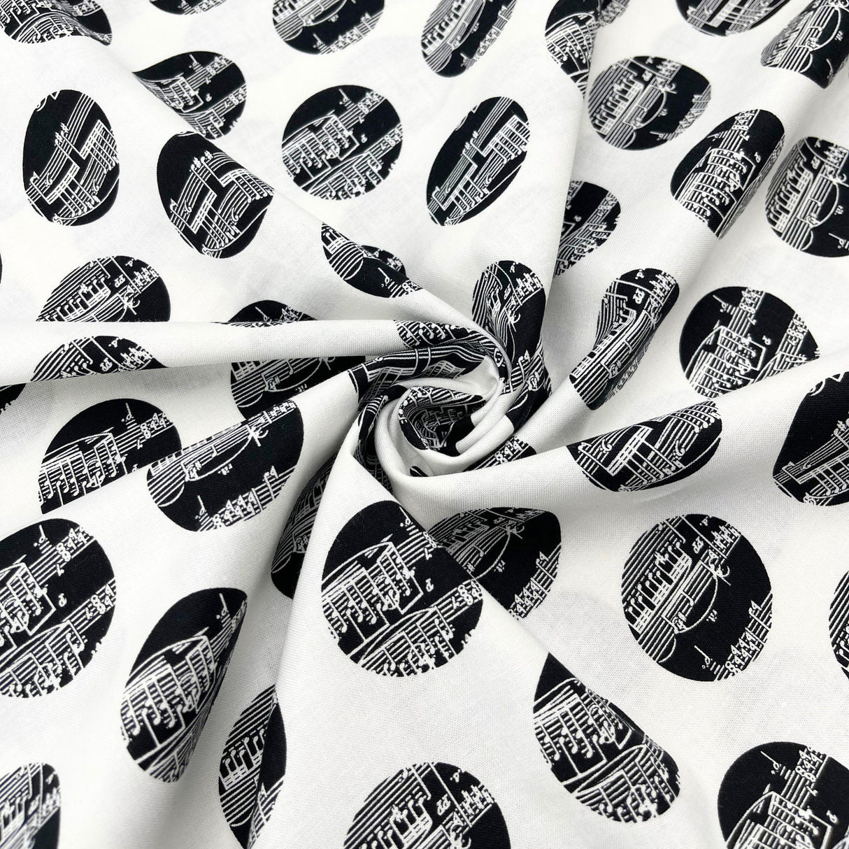 The Music in Me Cotton Quilting Fabric - Musical Notes Black & White by Benartex BT08447-09