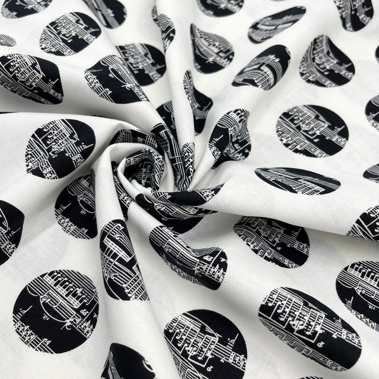 The Music in Me Cotton Quilting Fabric - Musical Notes Black & White by Benartex BT08447-09