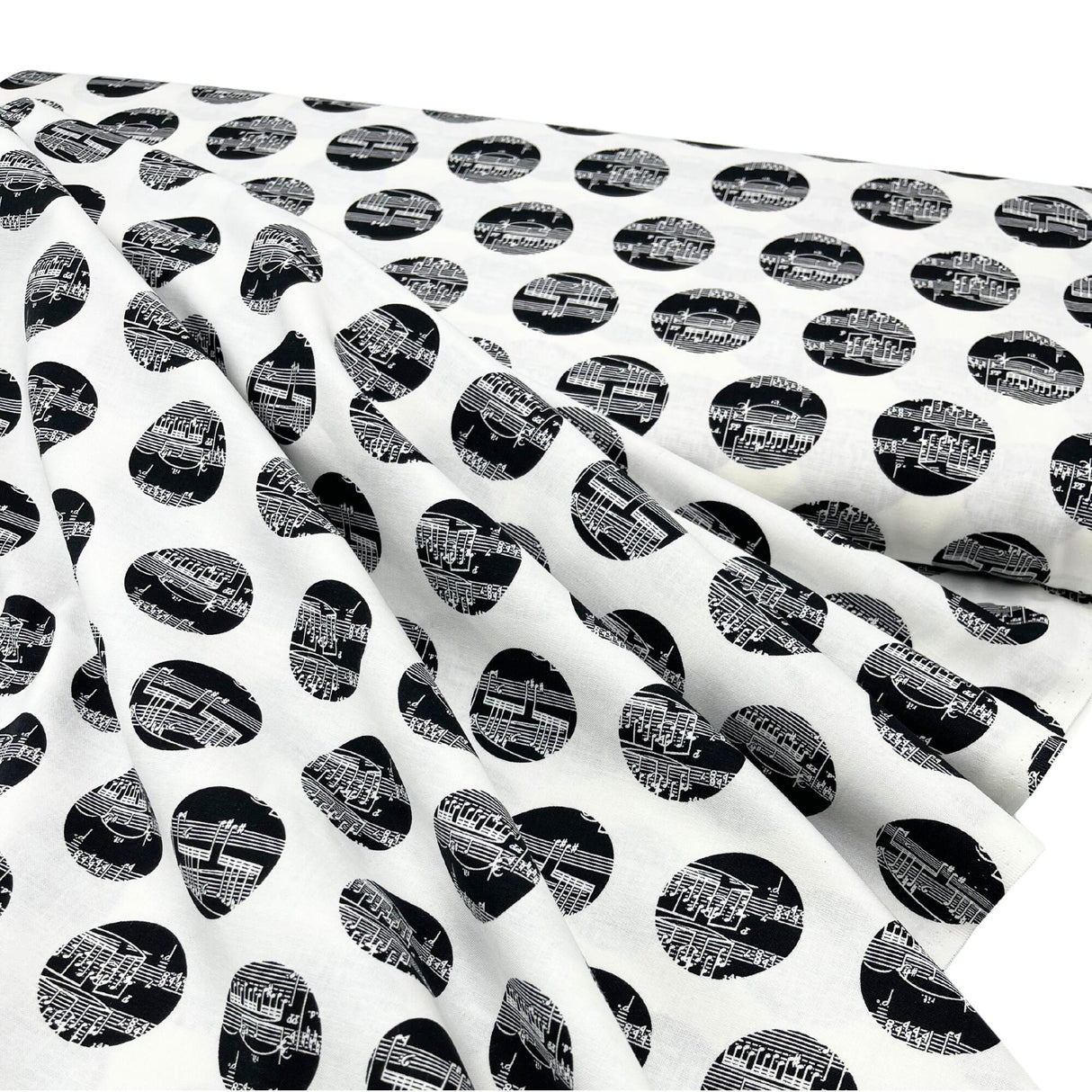The Music in Me Cotton Quilting Fabric - Musical Notes Black & White by Benartex BT08447-09