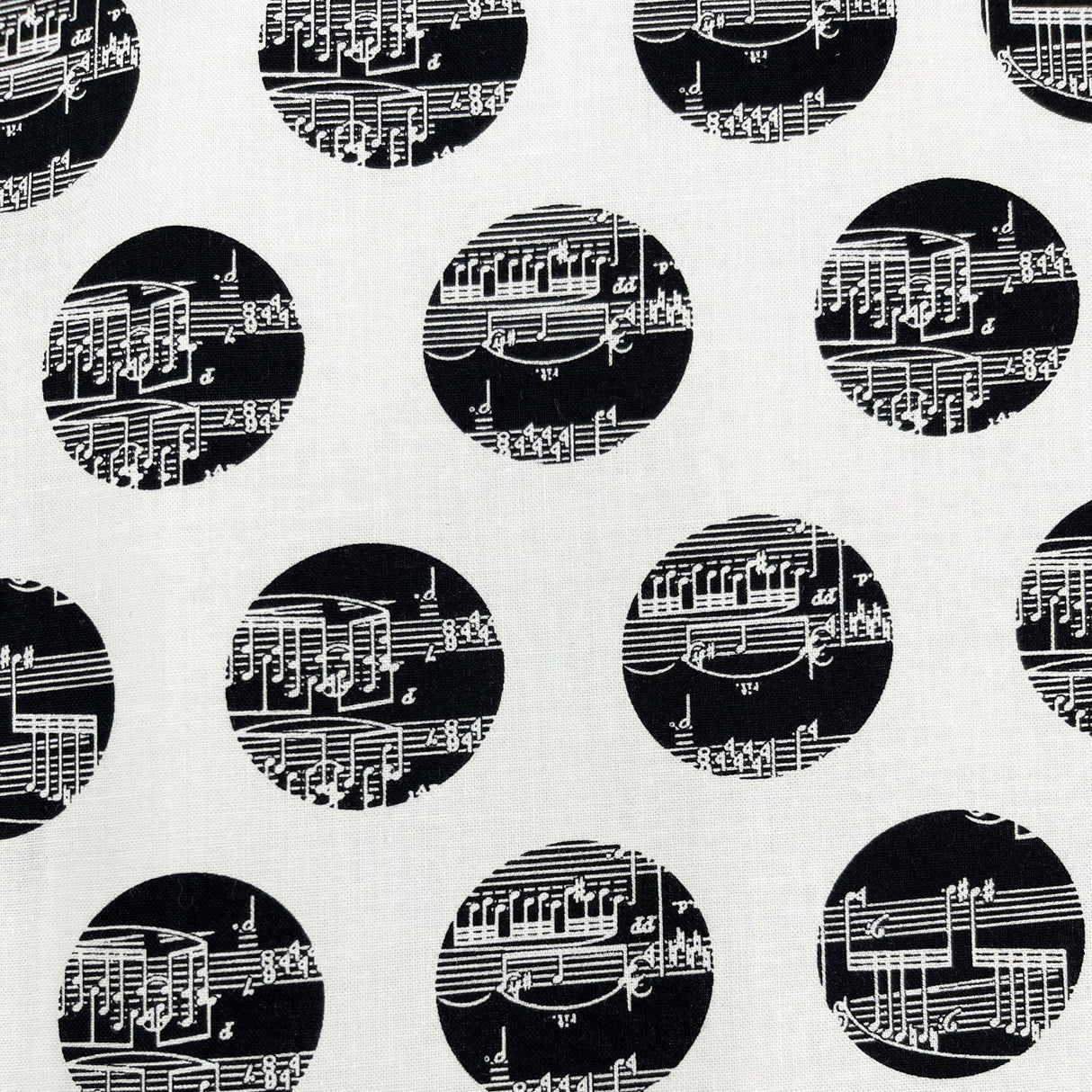 The Music in Me Cotton Quilting Fabric - Musical Notes Black & White by Benartex BT08447-09