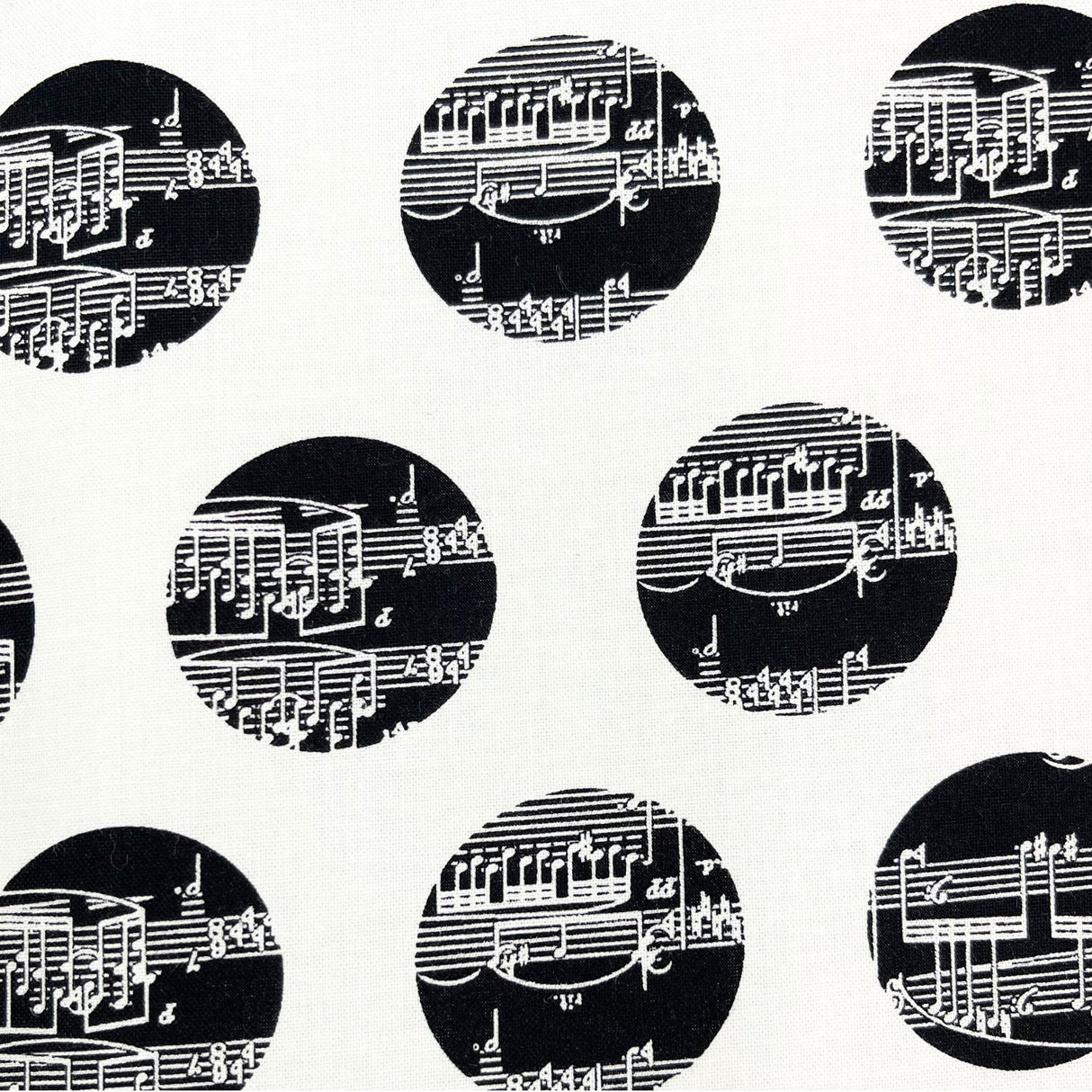 The Music in Me Cotton Quilting Fabric - Musical Notes Black & White by Benartex BT08447-09