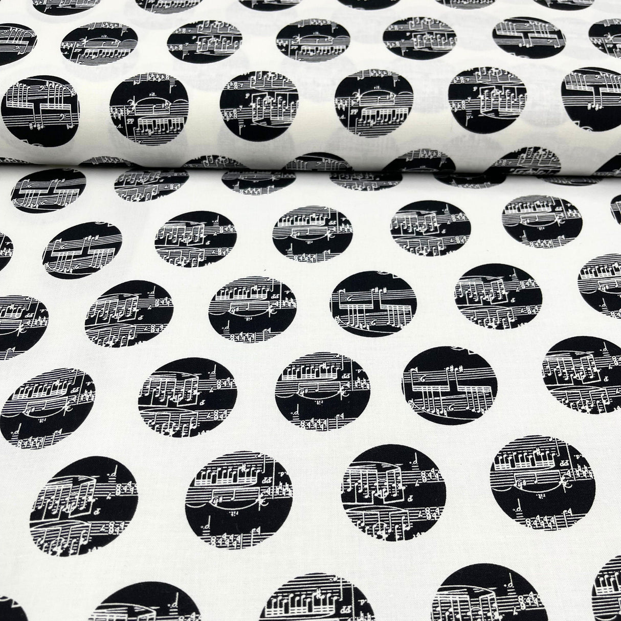 The Music in Me Cotton Quilting Fabric - Musical Notes Black & White by Benartex BT08447-09