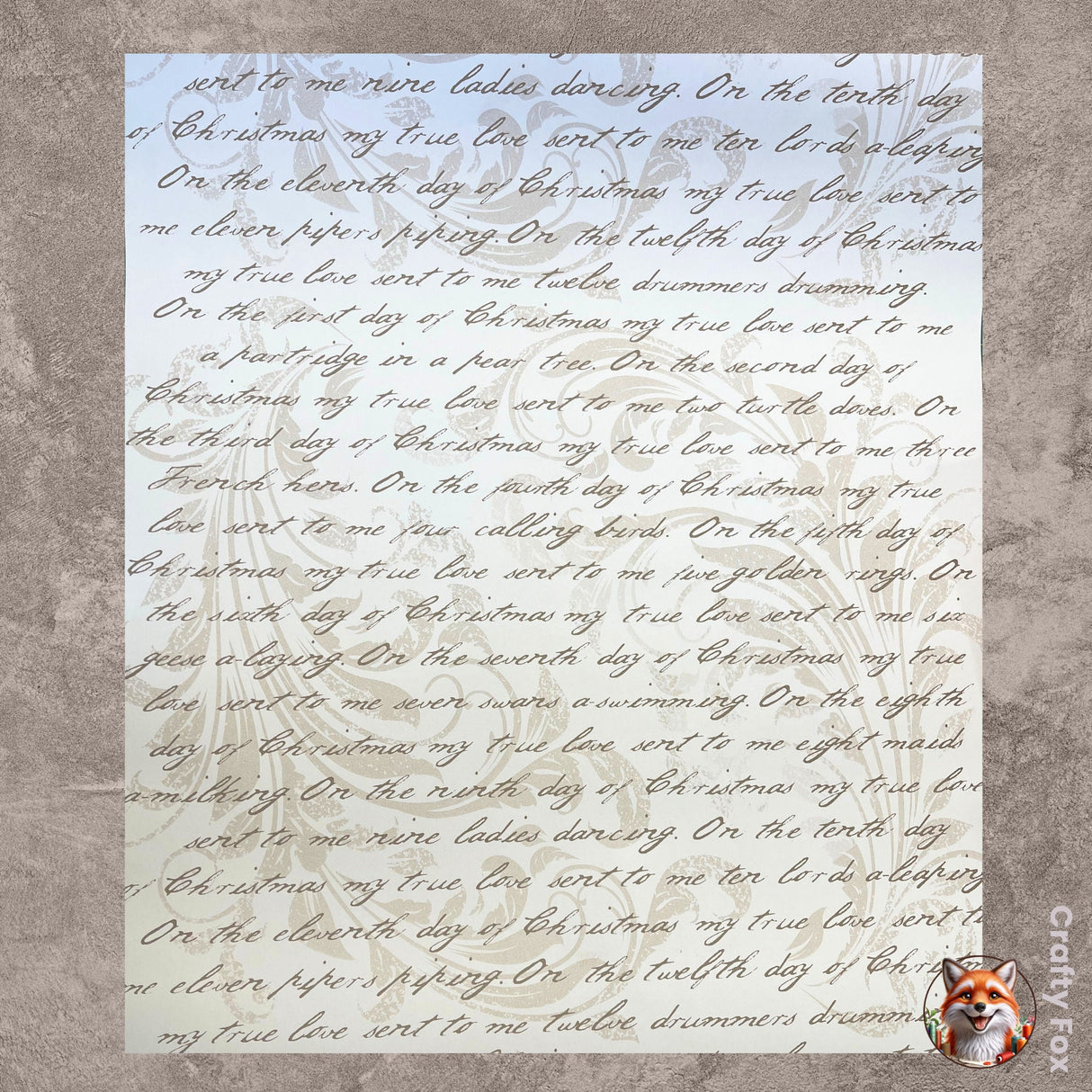 Christmas Words, 12 Days of Christmas, Fawn Gift Wrapping Paper - 60cm Wide