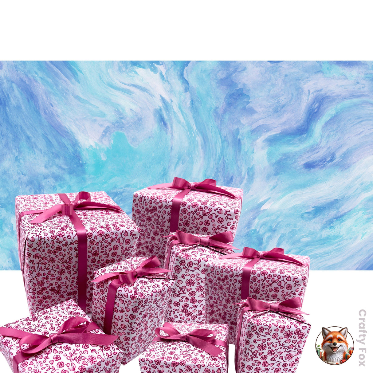 Pink Posy Floral Gift Wrapping Paper Cottagecore Valentines Gift paper - Elegant 80gsm Wrap Solutions