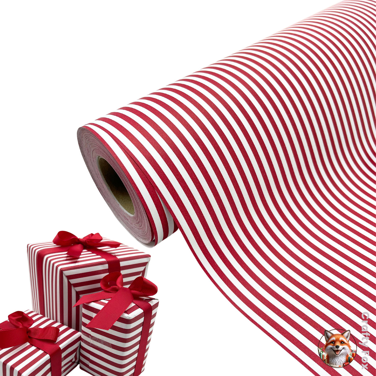 Red Candy Stripe Gift Wrapping Paper - 80gsm | 60cm Wide