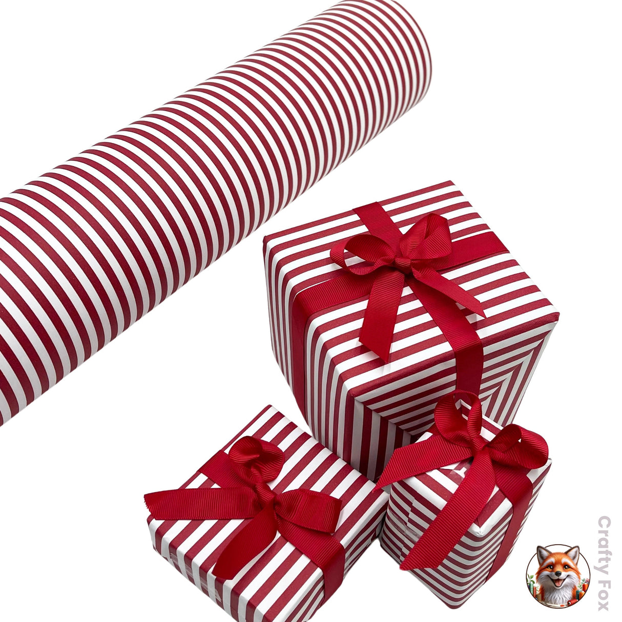 Red Candy Stripe Gift Wrapping Paper - 80gsm | 60cm Wide