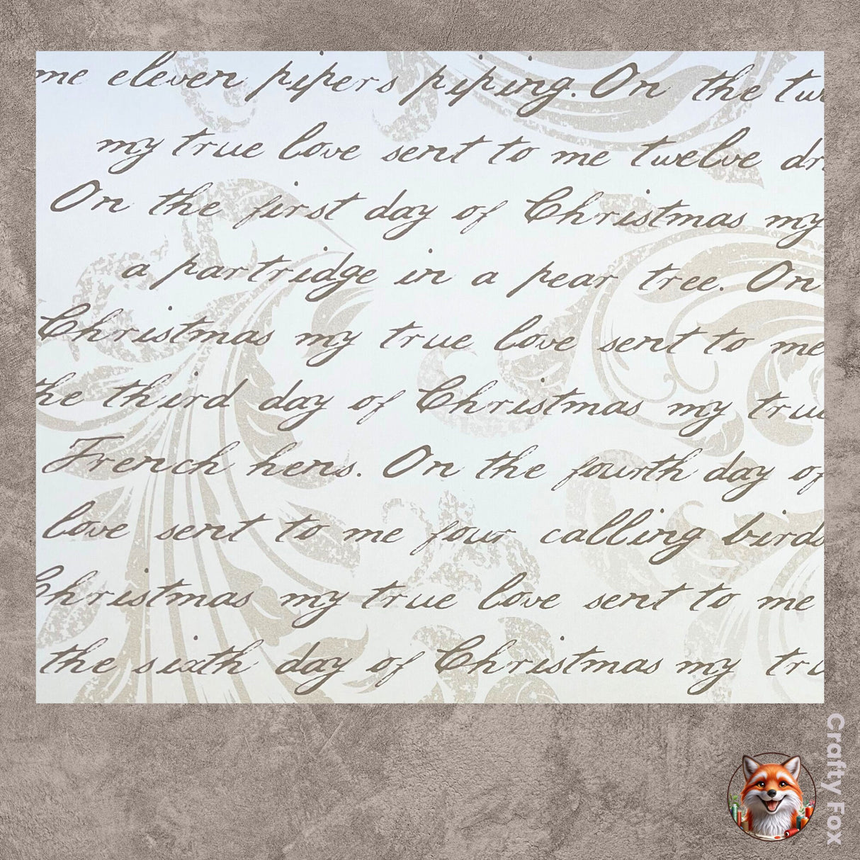 Christmas Words, 12 Days of Christmas, Fawn Gift Wrapping Paper - 60cm Wide