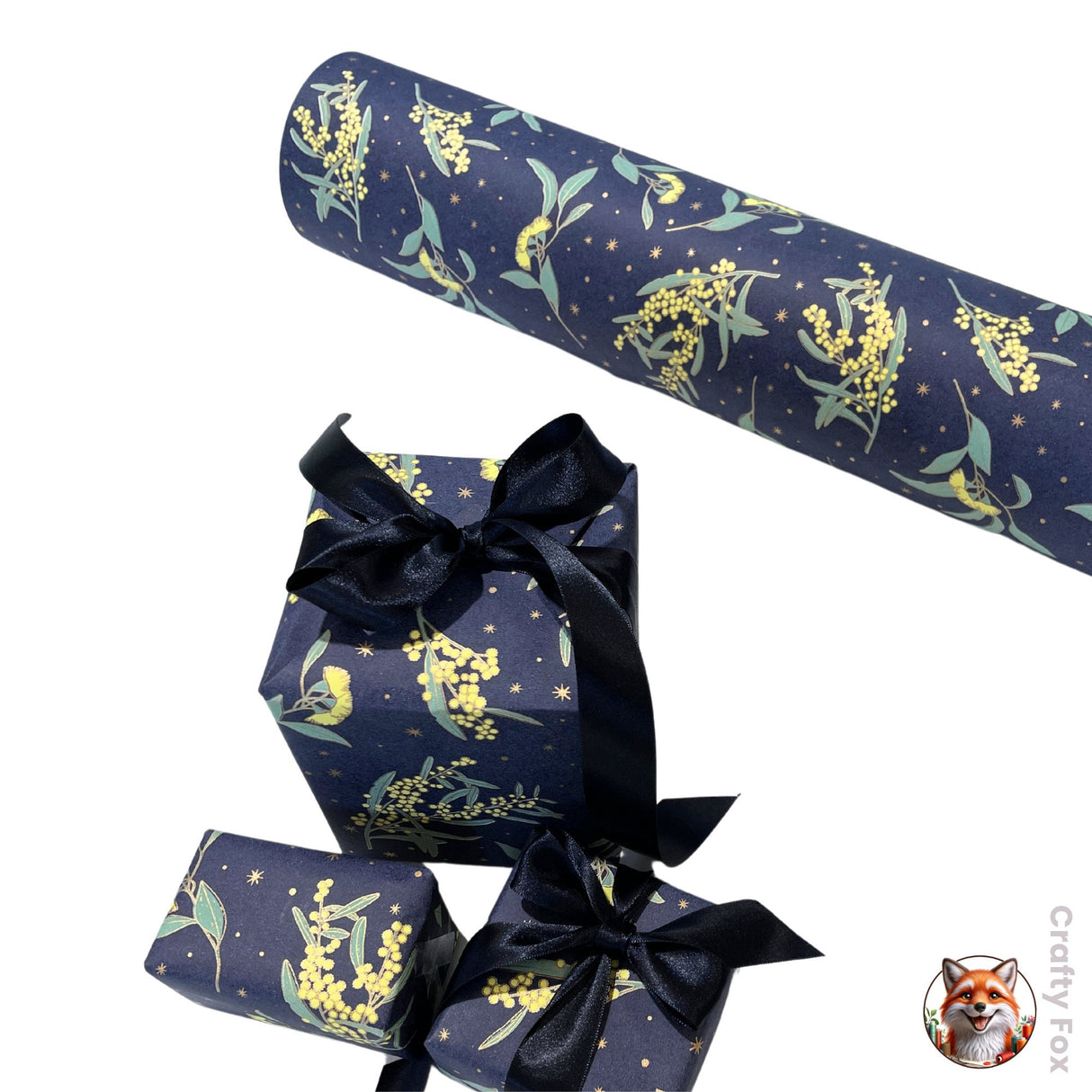 Wattle Floral Gift Wrapping Paper - High Quality 80gsm Eco-Friendly Wrap Paper (60cm Wide)