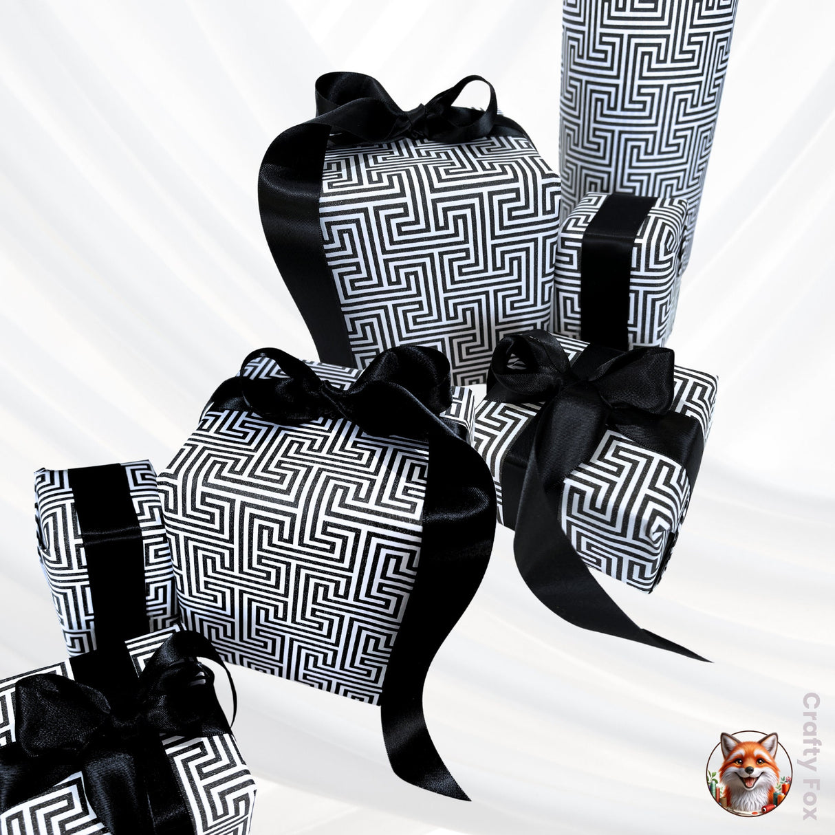 Black White Geometric Gift Wrapping Paper - 80gsm High Quality Uncoated Wrap Paper
