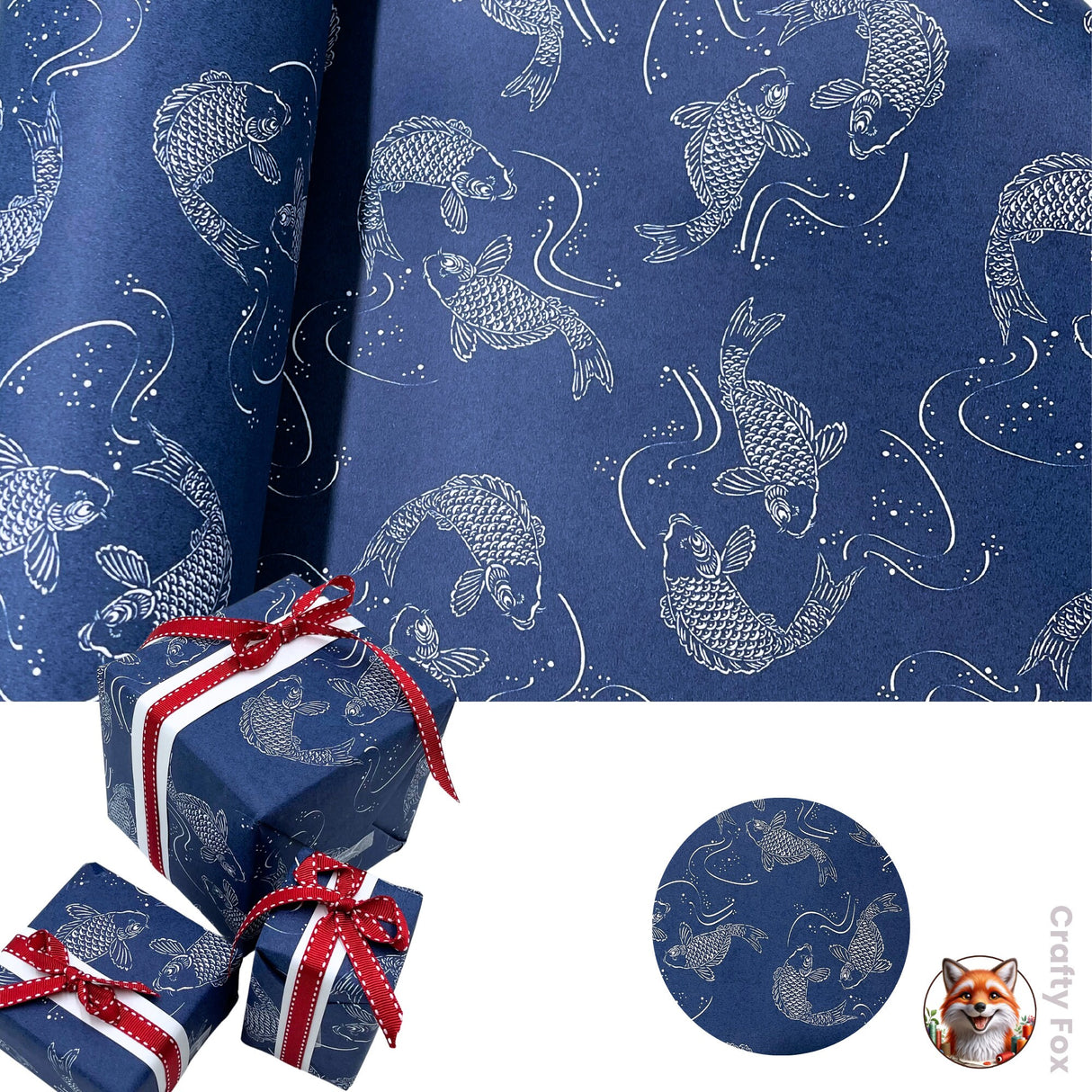 Premium Koi Gift Wrapping Paper - High Quality, Eco-Friendly, Feng Shui Uncoated