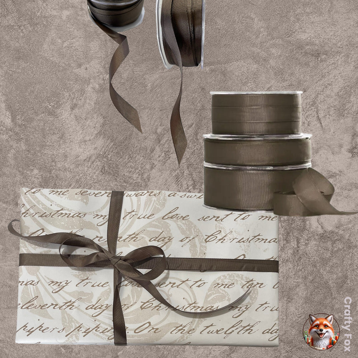 Christmas Words, 12 Days of Christmas, Fawn Gift Wrapping Paper - 60cm Wide