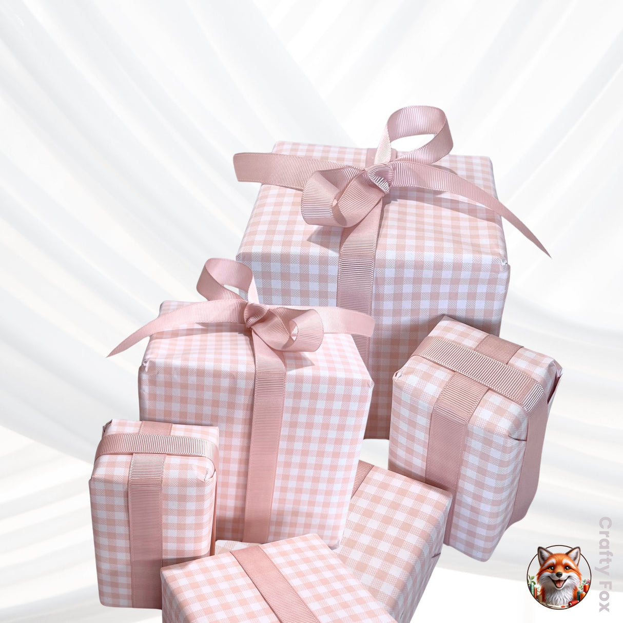 Eco-Friendly Valentines Day Paper Gingham Champagne Gift Wrap Paper 80gsm | Wrapping Paper