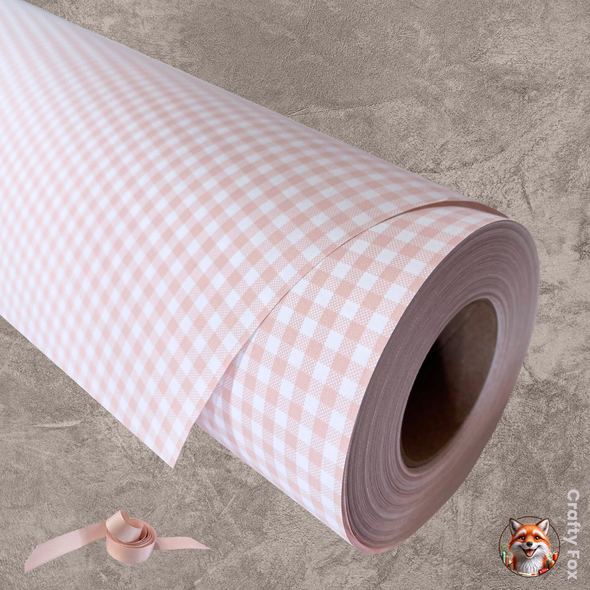 Eco-Friendly Valentines Day Paper Gingham Champagne Gift Wrap Paper 80gsm | Wrapping Paper