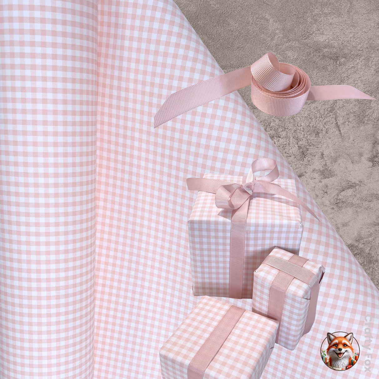 Eco-Friendly Valentines Day Paper Gingham Champagne Gift Wrap Paper 80gsm | Wrapping Paper