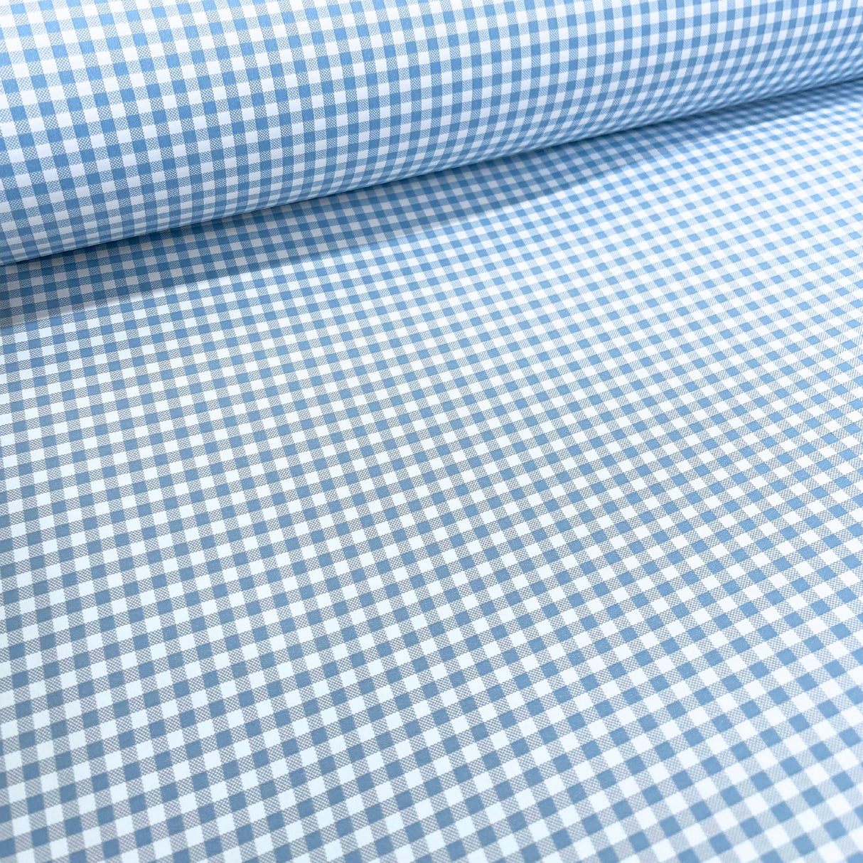 Eco-Friendly Gingham French Blue Gift Wrapping Paper - 80gsm, 60cm Wide