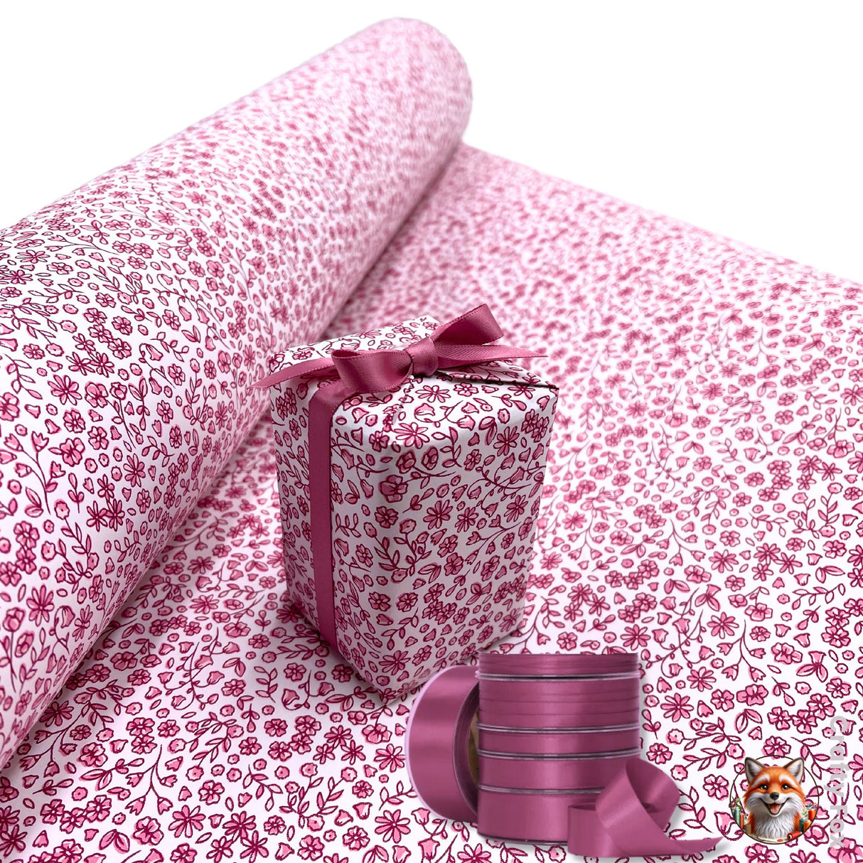 Pink Posy Floral Gift Wrapping Paper Cottagecore Valentines Gift paper - Elegant 80gsm Wrap Solutions