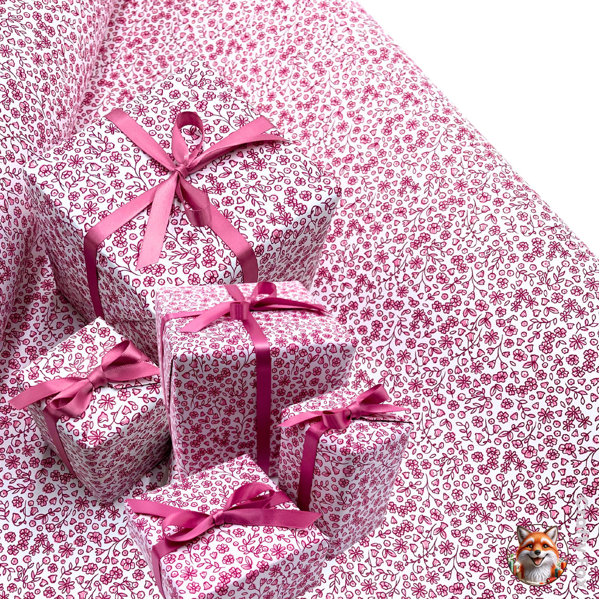 Pink Posy Floral Gift Wrapping Paper Cottagecore Valentines Gift paper - Elegant 80gsm Wrap Solutions