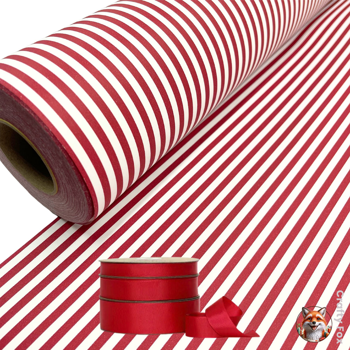 Red Candy Stripe Gift Wrapping Paper - 80gsm | 60cm Wide